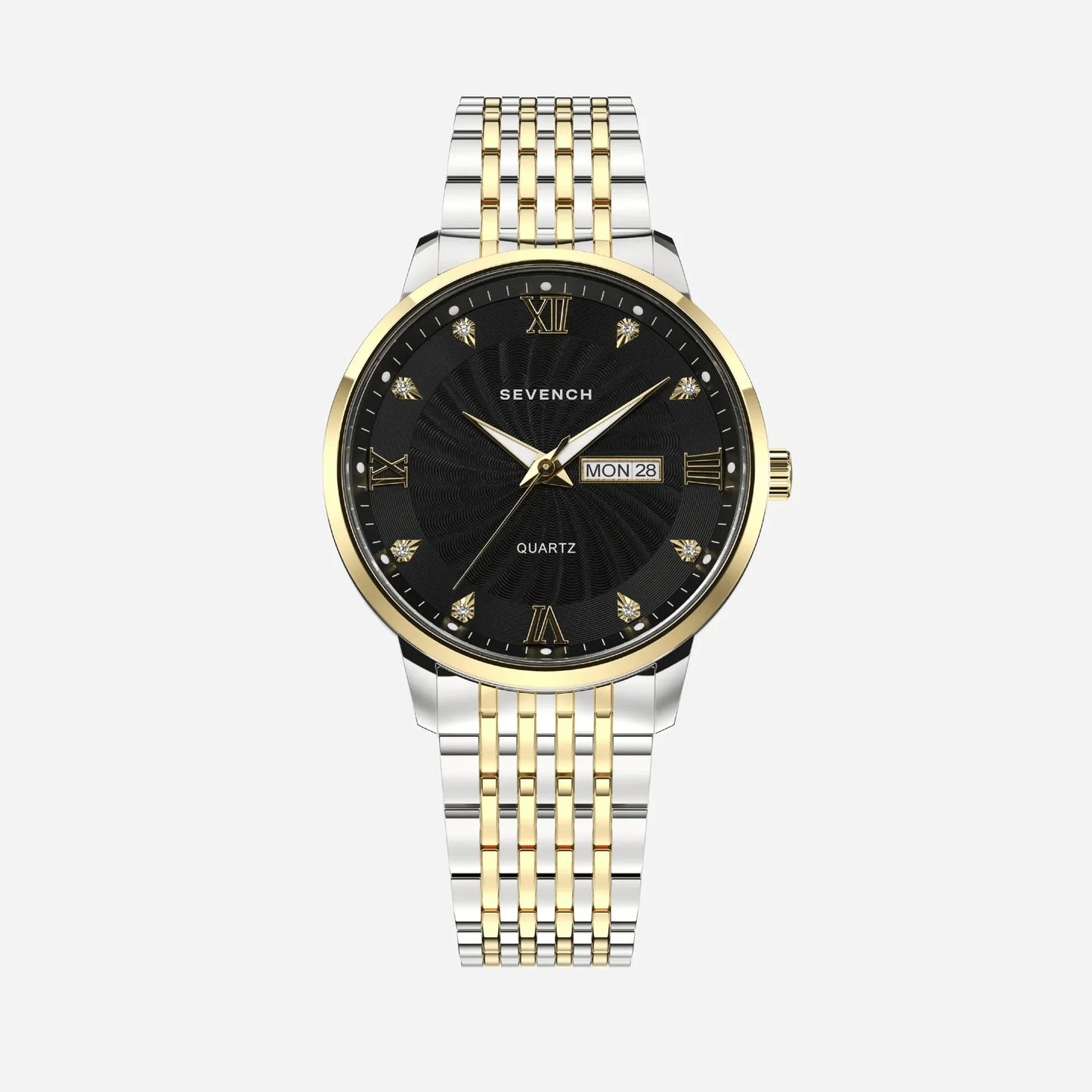 Sevench Geneva Gold, Silver & Black | Affordable Men's Watch | Quartz Movement & Water Resistant