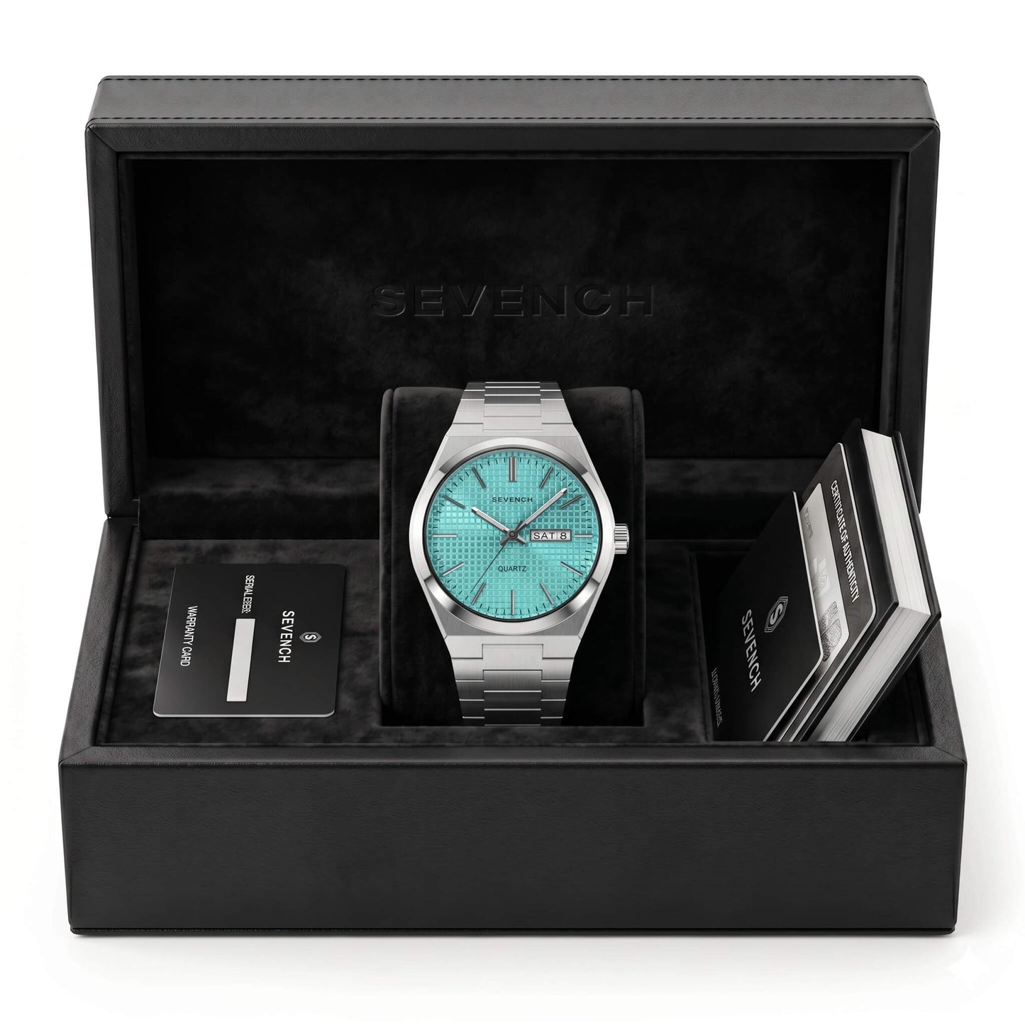 Box Sevench Dubai Silver & Blue | Affordable Men's Watch |  Quartz Movement & Water Resistant