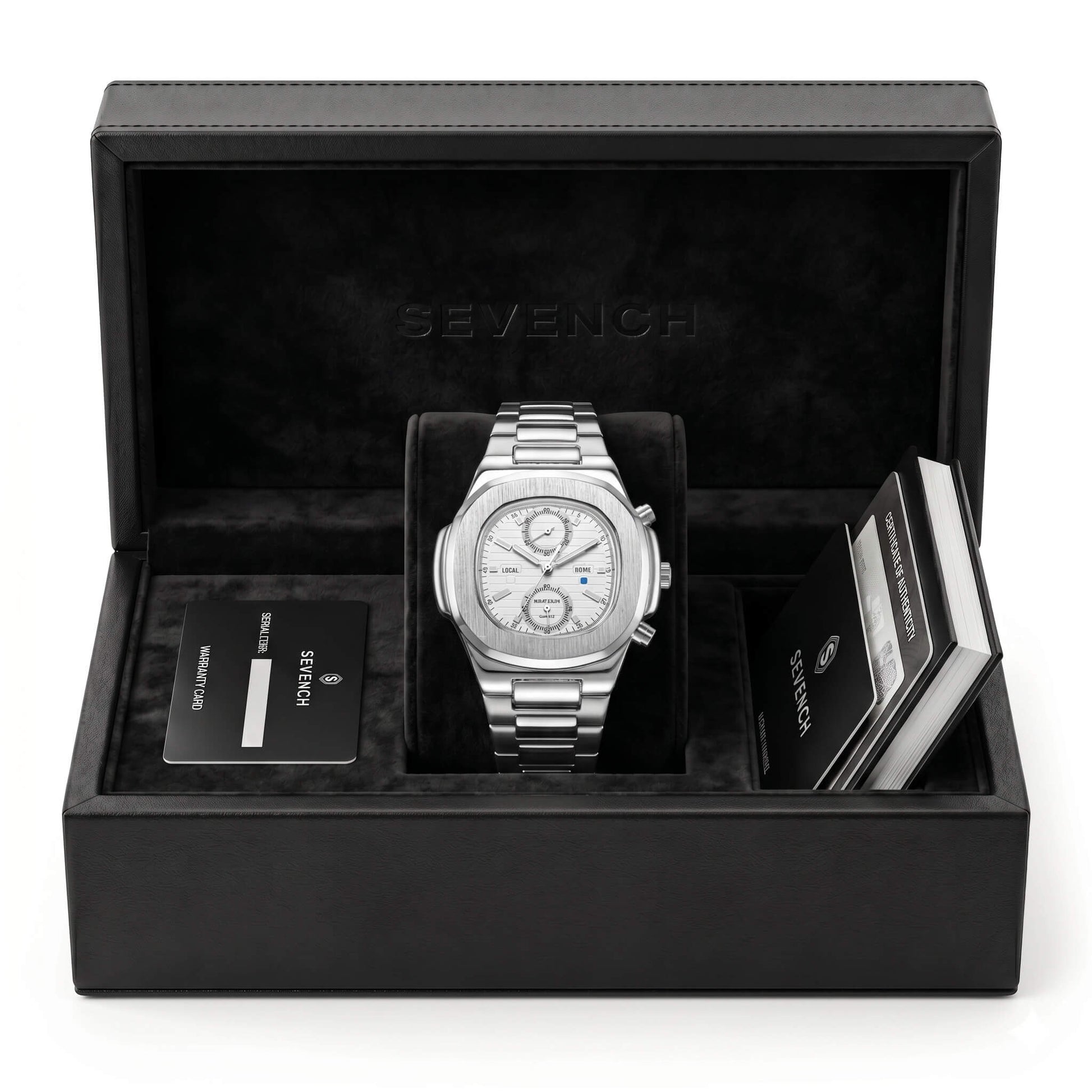 Box Sevench Prestige Silver & White | Affordable Men's Watch |  Quartz Movement & Water Resistant