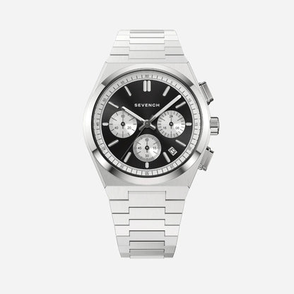 Sevench Capital Silver & Black | Affordable Men's Watch |  Quartz Movement & Water Resistant