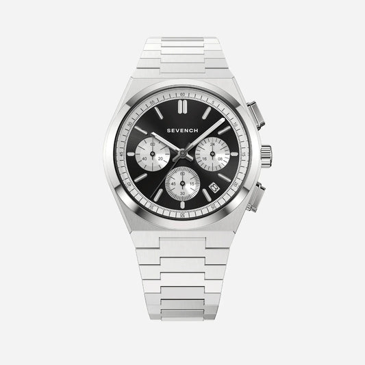 Sevench Capital Silver & Black | Affordable Men's Watch |  Quartz Movement & Water Resistant