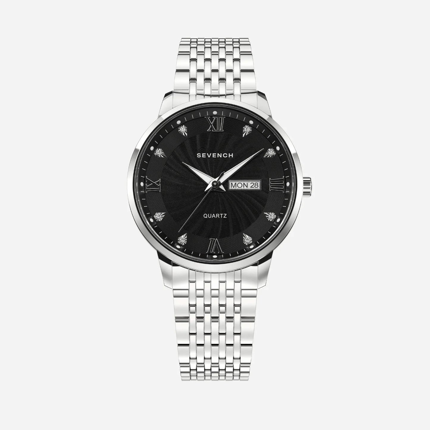 Sevench Geneva Silver & Black | Affordable Men's Watch |  Quartz Movement & Water Resistant