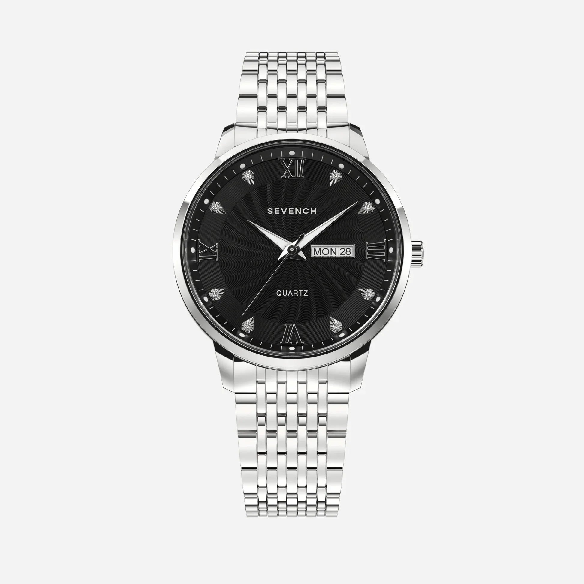 Sevench Geneva Silver & Black | Affordable Men's Watch |  Quartz Movement & Water Resistant