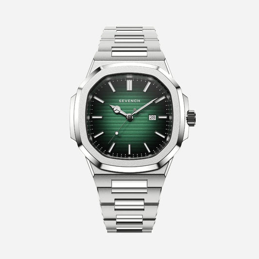 Sevench Valen Silver & Green | Affordable Men's Watch | Italian Quartz Movement & Water Resistant